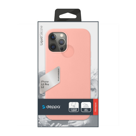 Накладка для iPhone 12/12 Pro Deppa Liquid Silicone розовая (87711)