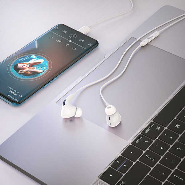 Гарнитура проводная HOCO M1 PRO вставные,16 Ом, 110 дБ, кабель 1.2м, белый, Type-C