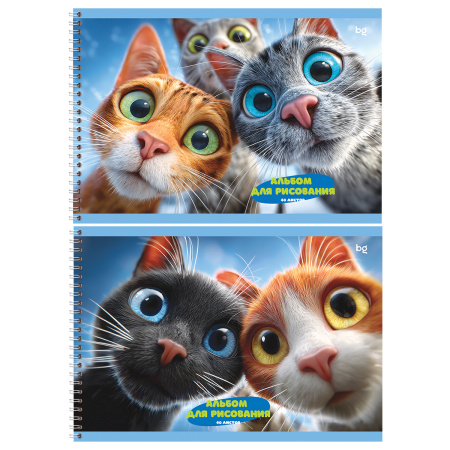 Альбом для рисования 40л. "Любопытные коты" гребень BG (АР4гр40 06804)