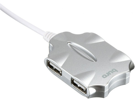 USB_Хаб 4xUSB_2.0 Buro BU-HUB4-0.5-U2.0-Candy серебристый
