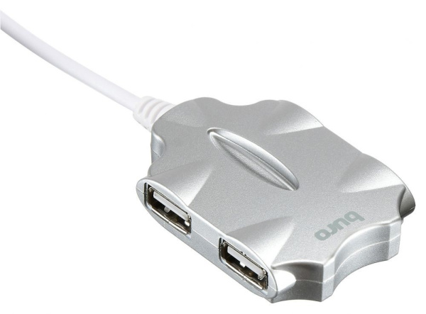 USB_Хаб 4xUSB_2.0 Buro BU-HUB4-0.5-U2.0-Candy серебристый