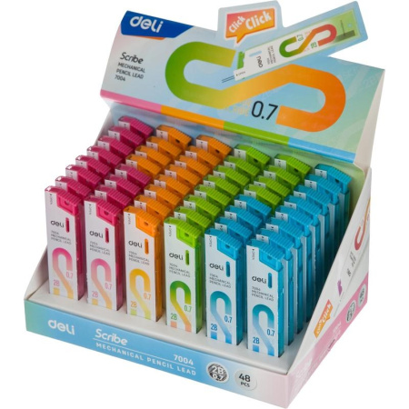 Грифель 0,7мм. Deli 2B 20шт (E7004)