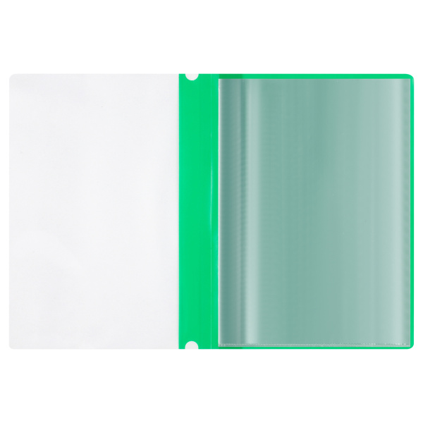 Скоросшиватель пластиковый А4 160мкм. СТАММ с 10 вкладышами, с перфорацией, зеленый (ММ-31754)