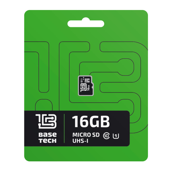 Карта памяти MicroSDHC 16Gb BaseTech Class10 UHS-I U1 [BTMSD016GU1] (без адаптера)