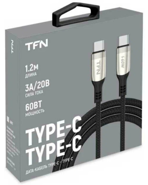 Кабель USB Type-C (m) - Type-C (m) TFN, TPE 1.2м,нейлон, никель (TFN-C-BLZ-C C1M-NI)