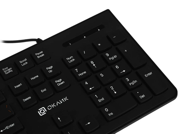 Клавиатура USB Oklick 505M slim, 104 клавиши, Black