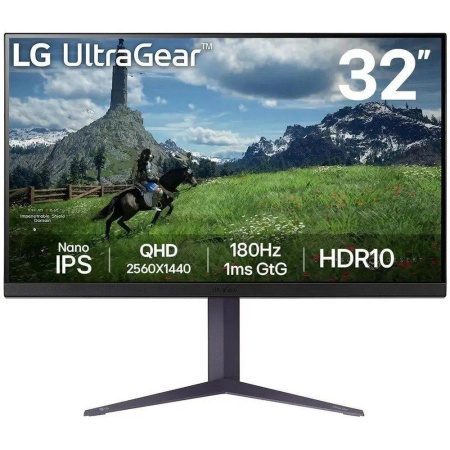 Монитор 31.5" LG 32GS85Q-B  IPS, 2560x1440, 180Hz, 1ms, 350сd/m, 1000:1, HDR10 | 2xHDMI(2.0), DP(1.4), 2xUSB3.0 | HAS, Pivot, Swivel, ExPSU, Vesa 100, Black