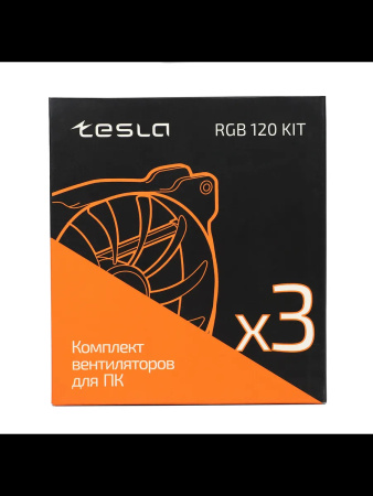 Кулер в корпус 120x120x25 TESLA RGB 120-LD3 (hydrodynamic/1200rpm/3pin+molex/RGB/белый)(набор из 3 кулеров)