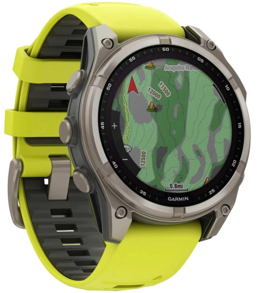 Смарт-часы Garmin Fenix 8 Solar 47мм 1.3" MIP корп.серебристый рем.желтый (010-02906-21)