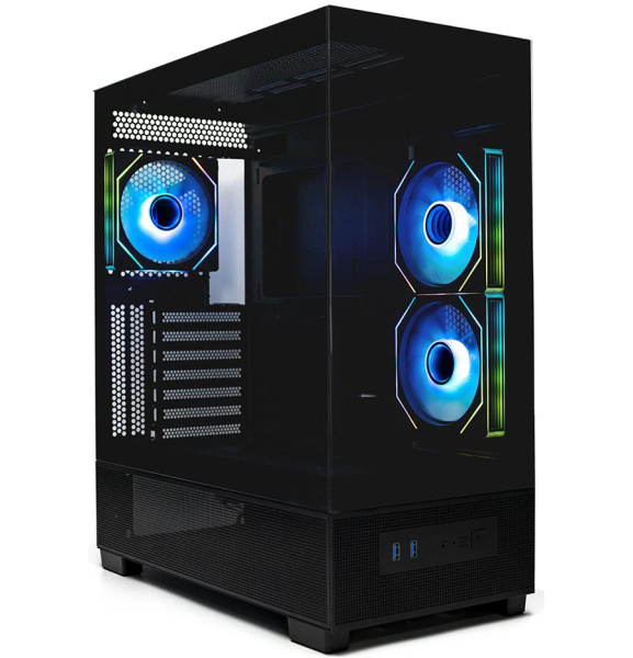 Корпус ATX Б_БП XASTRA Q500 3ARGB-C10 Black (USB3.0,Audio,черный,3х120мм ARGB,ARGB+PWM HUB 10port,CPU Cooler до 160мм, VGA до 405мм,"аквариум")[Q500-3