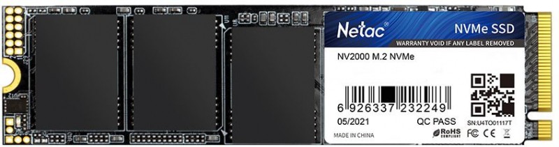 SSD-накопитель M.2 256Гб Netac NV2000 [NT01NV2000-256-E4X](TLC 3D NAND,NVMe,2500/1000 Мб/с)